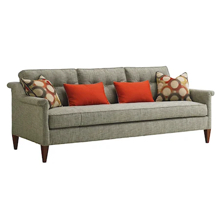 Whitehall Tufted Sofa with Modern Rolled Arms and Bench Seat